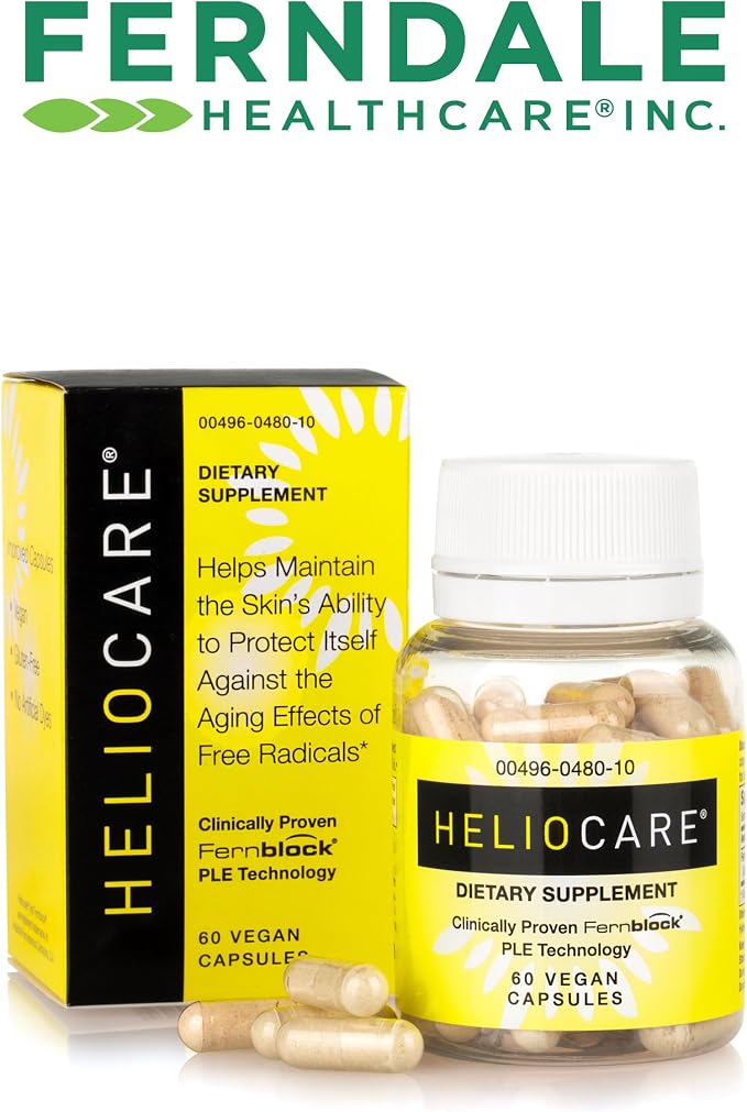 Heliocare Skin Care Dietary Supplement: 240mg Polypodium Leucotomos Extract Pills - Antioxidant Rich Formula with Fernblock and PLE Technology - 60 Veggie Capsules