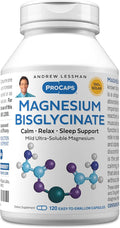 ANDREW LESSMAN Magnesium Bisglycinate - 120 Capsules - 70mg. Gentle, Highly Absorbable, Non-Laxative, Calming Magnesium for Relaxation. Enhanced Absorption. No Stomach Upset