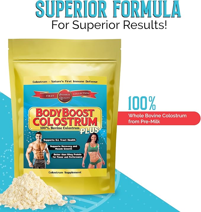 BodyBoost Colostrum Whole, 100% Bovine Colostrum Powder, Immune Booster Supplement with Immunoglobulin & Lactoferrin,Grass Fed Colostrum, Gut Health & Muscle Growth, Diverse Intake, 1 kg, 35 oz