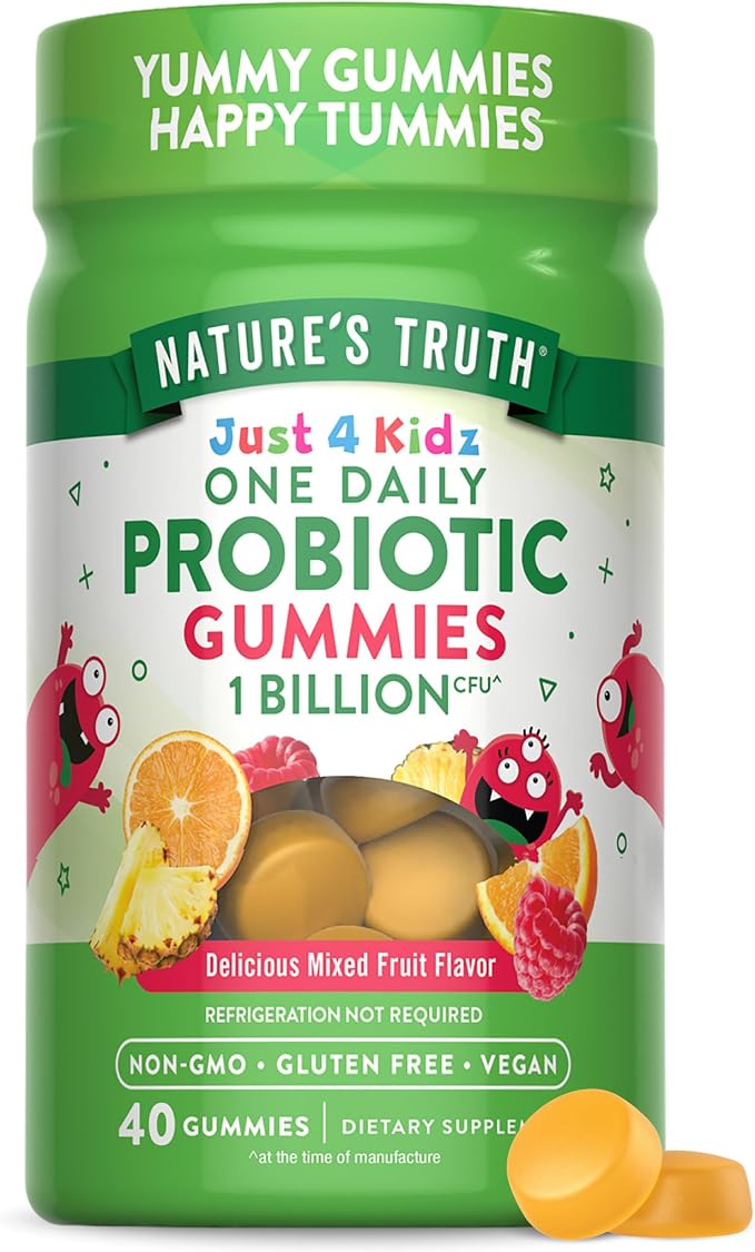 Nature's Truth Kids Probiotic Gummies | 40 Count | Mixed Fruit Flavor | Vegan, Non-GMO & Gluten Free Supplement