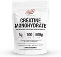 HEARTHY FOODS Creatine Monohydrate Micronized Powder 500G - 100 Servings, 5000mg Per Serving (5g) - for Men & Women Muscle Growth & Recovery - UNFLAVORED