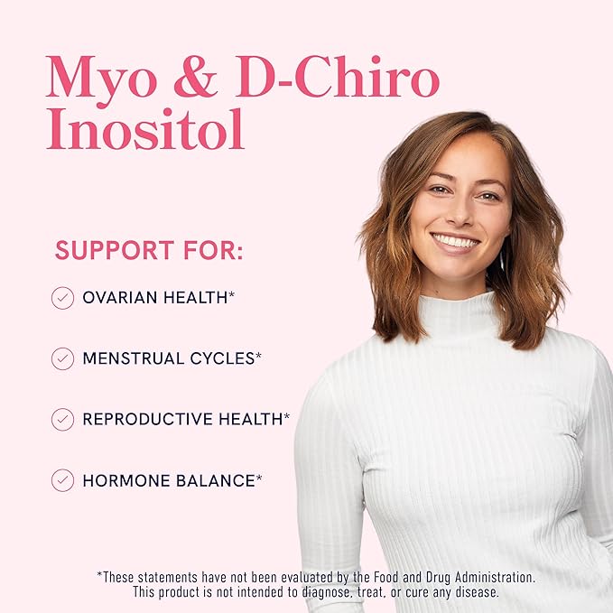 Myo-Inositol & D-Chiro Inositol for Hormone Balance for Women | Microbeadlets to Regulate Menstrual Cycle & Support Ovarian Health | 40:1 Ratio Myo & D Chiro | Non-GMO | 120 Ct (1 Month Supply)