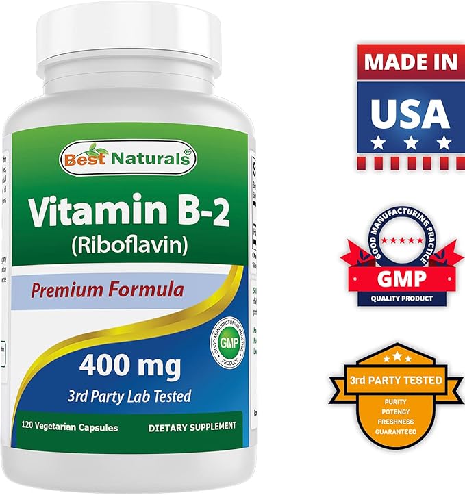 Best Naturals Vitamin B2 (Riboflavin) 400mg & Vitamin B-6 25 Mg