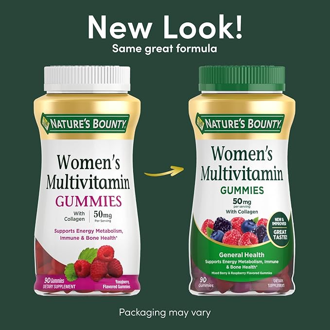 Nature's Bounty Women Multivitamin Gummies, Vitamin Supplements for Adults, General Health, Supports Immune and Bone Health, Mixed Berry and Raspberry Flavored, 90 Gummies