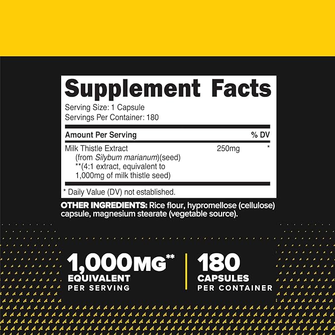 Primaforce Milk Thistle Extract 180 Capsules for 180 Servings Per Bottle - Gluten Free, GMO-Free Dietary Supplement