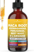 Organic Maca Root Liquid Drops with Ashwagandha, Nettle, Fenugreek, Beet Root and L-Arginine Liquid Multivitamin for Women and Men - 2oz