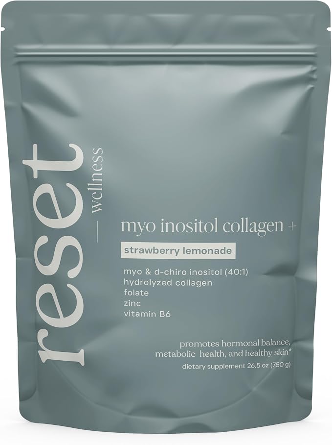 MYO INOSITOL Collagen+ Myo-Inositol & D-Chiro Inositol (40:1), Hydrolyzed Collagen, Folate, Zinc & Vitamin B6 Hormonal Balance, Fertility, Skin & Hair Support Strawberry Lemonade 750 g