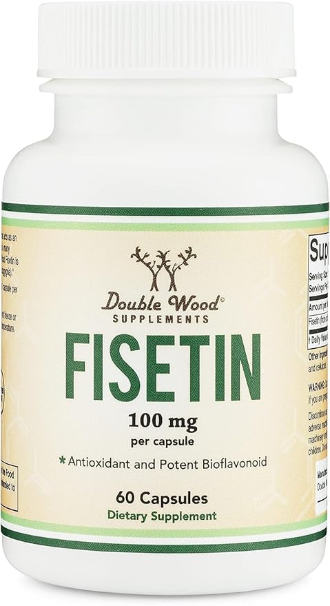 Fisetin Supplement - 100mg of Bioactive Flavnonols, 60 Count (Bioflavonoid Polyphenols Supplement Similar to Apigenin, Luteolin, and Quercetin) Aging Support Senolytic by Double Wood