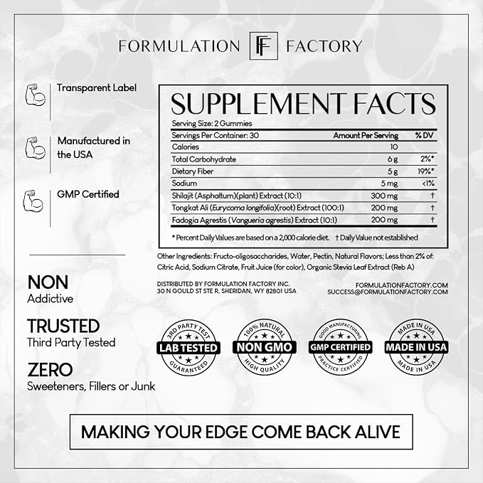 Self Obsessed Shilajit Gummies for Men, Tongkat Ali + Fadogia Agrestis Supplement, Energy, Strength, Drive & Vitality Support, Natural Masculinity Formula (1 Month Supply – 120 Count, Pack of 1)