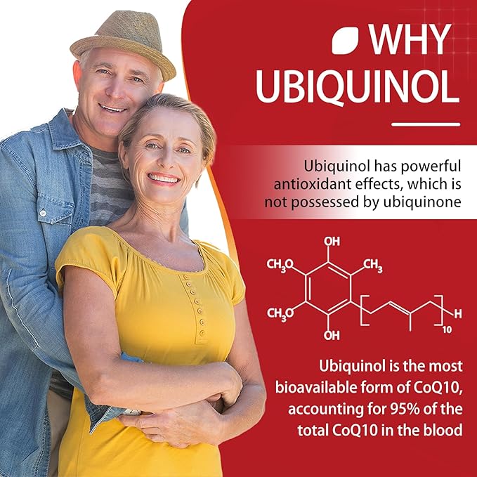 DRFOSTER Coq10 Ubiquinol 200mg, Coq10 200mg Softgels, Max Absorption Ubiquinol with Vitamin E & PQQ & Black Pepper, Powerful Antioxidant, 120 Softgels
