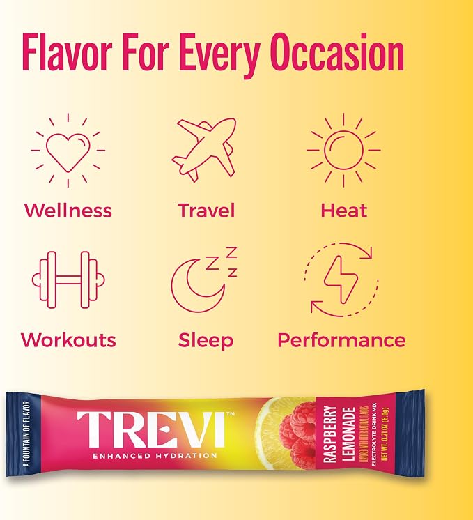TREVI Electrolytes Powder Packets, Sugar Free Hydration, Raspberry Lemonade 28 Pack