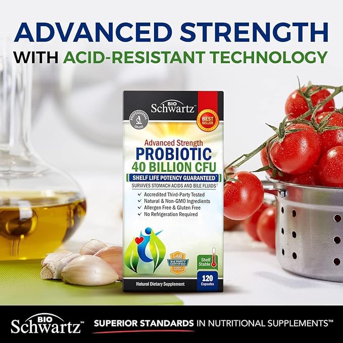 Triple Strength Omega 3 Fish Oil Softgels (2 Month Supply) Plus 40 Billion CFU Daily Probiotic Supplement (2 Month Supply)