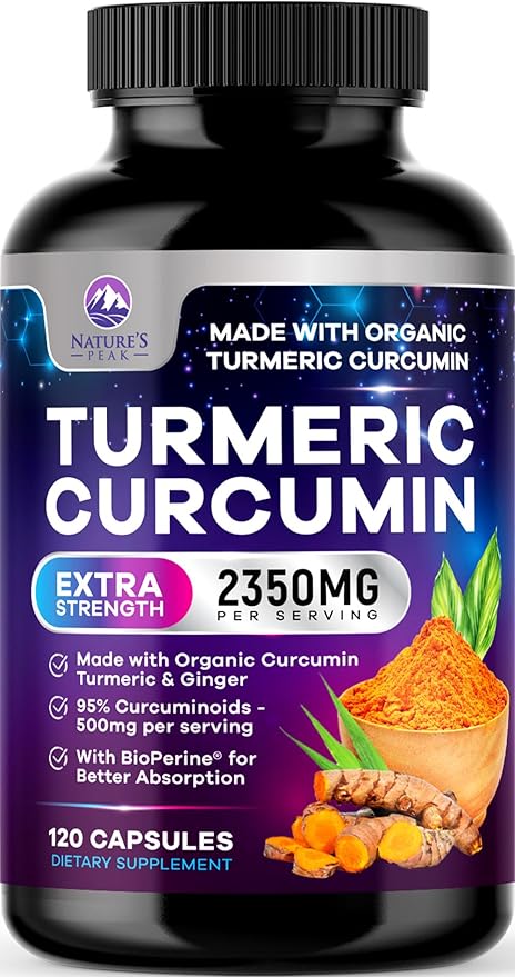 Turmeric Curcumin Supplement - 1750mg Organic Turmeric Per Serving - 95% Curcuminoids, Ginger & BioPerine Black Pepper for Best Absorption - Natural Vegan Joint Support, Bottled in USA - 360 Capsules