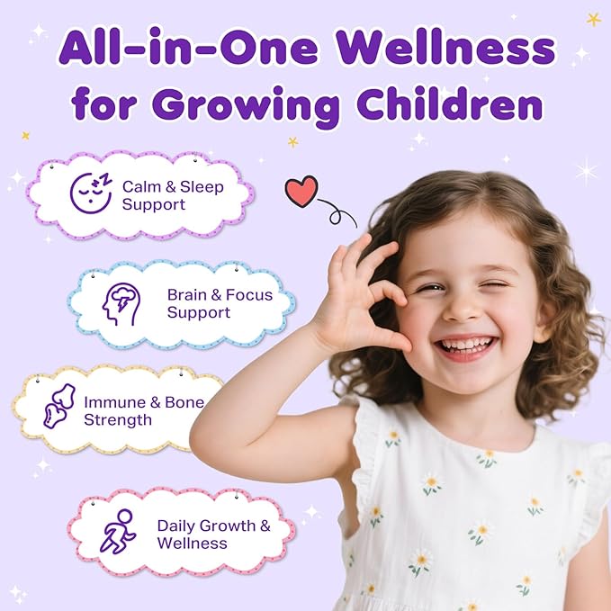 Magnesium Glycinate Liquid for Kids - Magnesium Bisglycinate Drops with L-Theanine, Chamomile & Vitamin B6, B12, C, D3 for Sleep, Relaxation, Immune Support, Calm & Focus - 2 Fl Oz, Mixed Berry Flavor