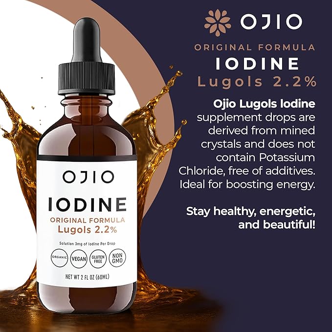 Lugols Iodine Solution 2% - 1 Year Supply - High Potency Liquid Oral Iodine Drops with Superior Absorption – Improves Overall Health & Energy for Women, Men, Kids - 2 fl Oz (Pack of 1)