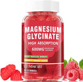 Magnesium Glycinate Gummies 600mg, Zzz & Relaxation, High Absorption, Raspberry Flavor, 60 Count, Supports Muscles, Bones & Energy, Vegan, Sugar Free