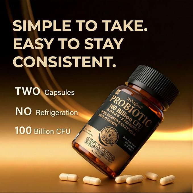 Probiotics for Women & Men, 100 Billion CFU Probiotic for Digestive, Gut & Immune Health - with Prebiotics, Bioflavonoids & Digestive Enzyme, 35 Strains Raw Probiotic Supplement, 180 Caps