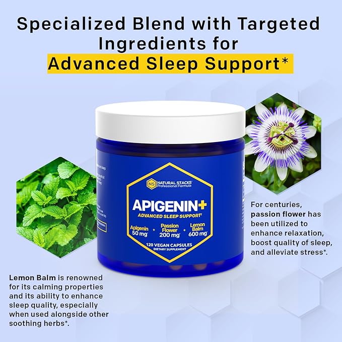 NATURAL STACKS Apigenin for Sleep + Magtech Magnesium Supplement Bundle - Supports Sleep & Brain Health* - 210 Total Capsules