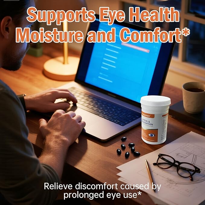 14 in 1 Eye Vitamins, 25mg Lutein, 5mg Zeaxanthin, 24mg Astaxanthin, 800mg Omega-3 & 100mg L-Theanine, Supports Eye Health, Moisture and Comfort*