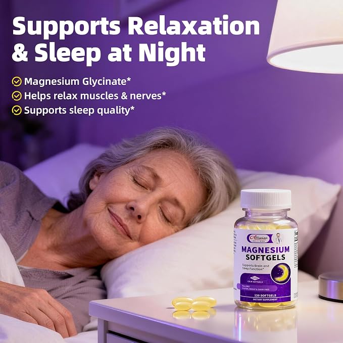 Magnesium Glycinate 400mg Softgels, Small Easy to Swallow High Absorption Magnesium Supplement, with Vitamin D3 & K2 for Sleep Relax Calm Muscle Bone* Health, 120 Gelcaps