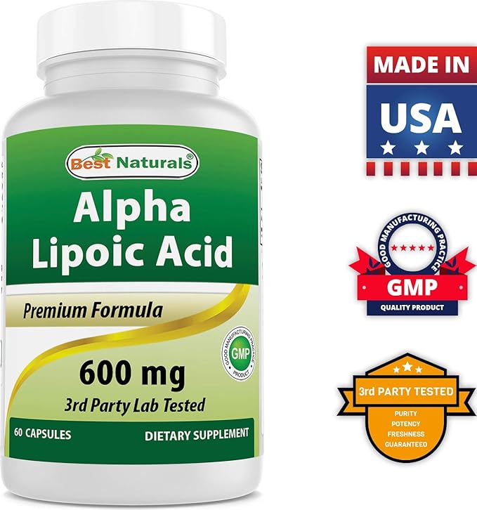 Best Naturals Alpha Lipoic Acid 600 mg & Quercetin with Bromelain