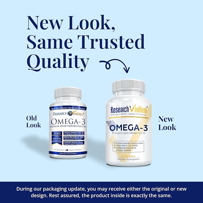 Research Verified® Omega-3 MD - Fish Oil - 60 Softgels - 1 Month Supply