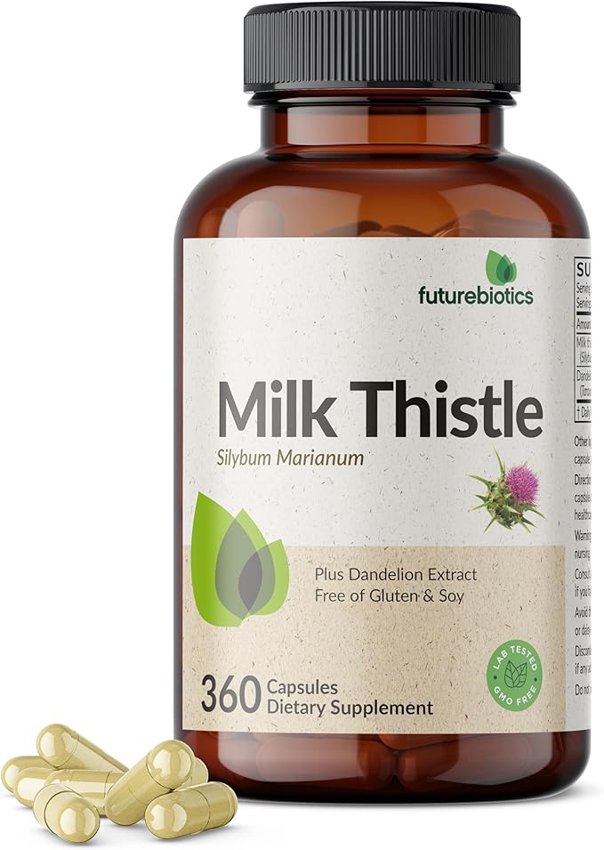 Futurebiotics Milk Thistle Silymarin Marianum & Dandelion Extract Liver Health Support, Antioxidant Support, Detox, 360 Capsules
