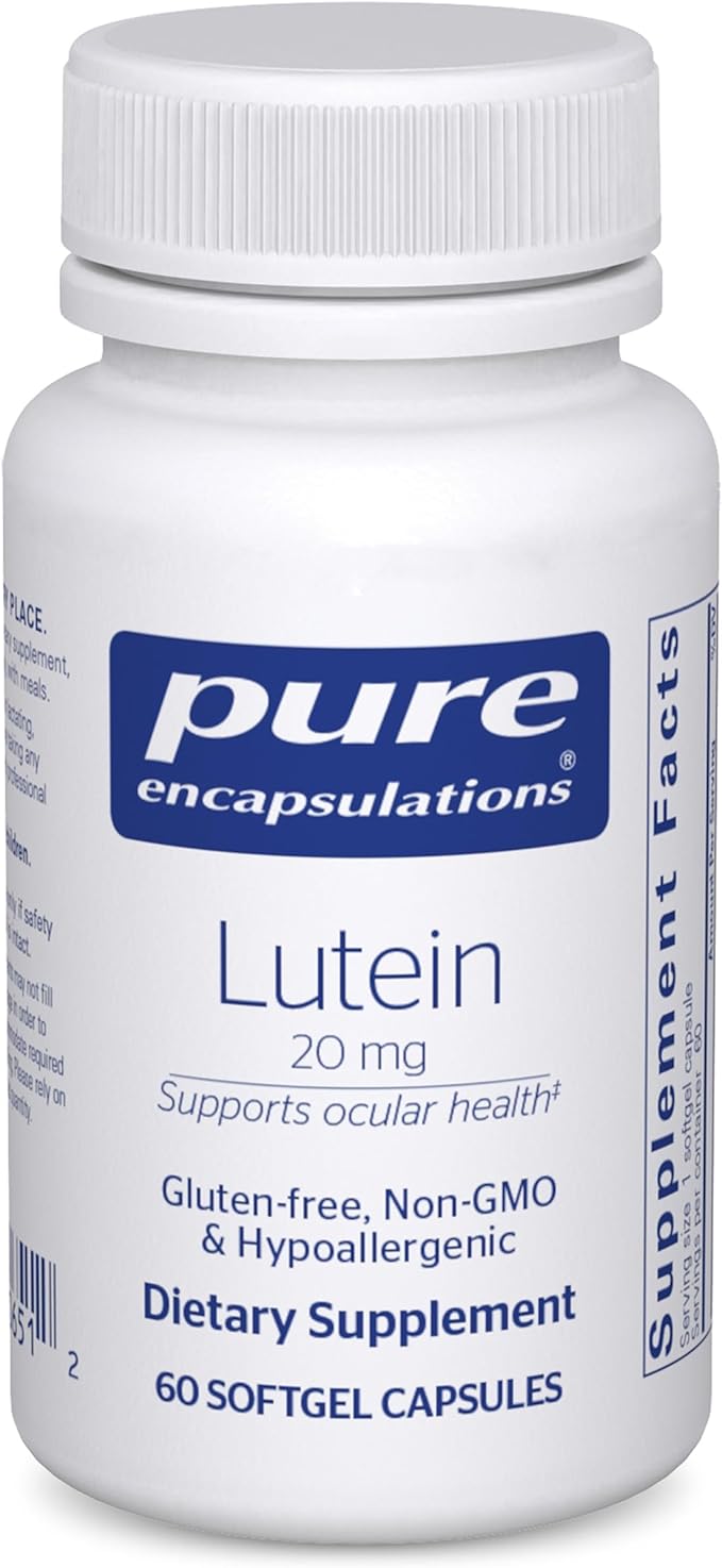 Pure Encapsulations Lutein 20 mg | Hypoallergenic Antioxidant Support for Healthy Visual Function | 60 Softgel Capsules