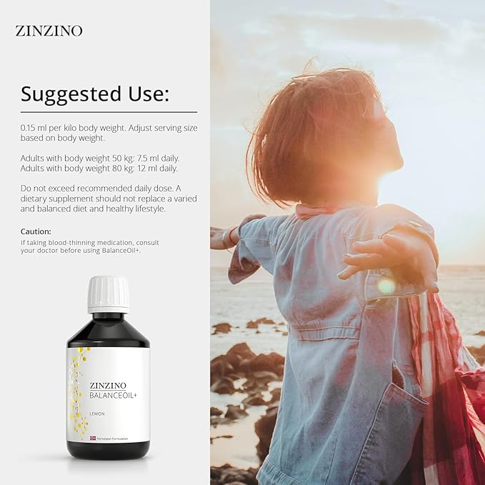 Zinzino BalanceOil+ - Omega Balance Supplement with Wild-Caught Fish Oil, Olive Oil, Omega-3 & Vitamin D3 - Supports Heart Health & Well-Being - 300ml