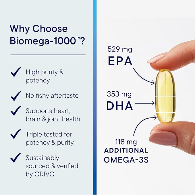 Biotics Research Biomega-1000™ Omega 3 Fish Oil With EPA 529mg / DHA 353mg– Omega-3 Fatty Acids 1000 mg- Highly Concentrated Fish Oil 90 Days Servings–Supports Immune, Brain & Heart Health–90 Softgels