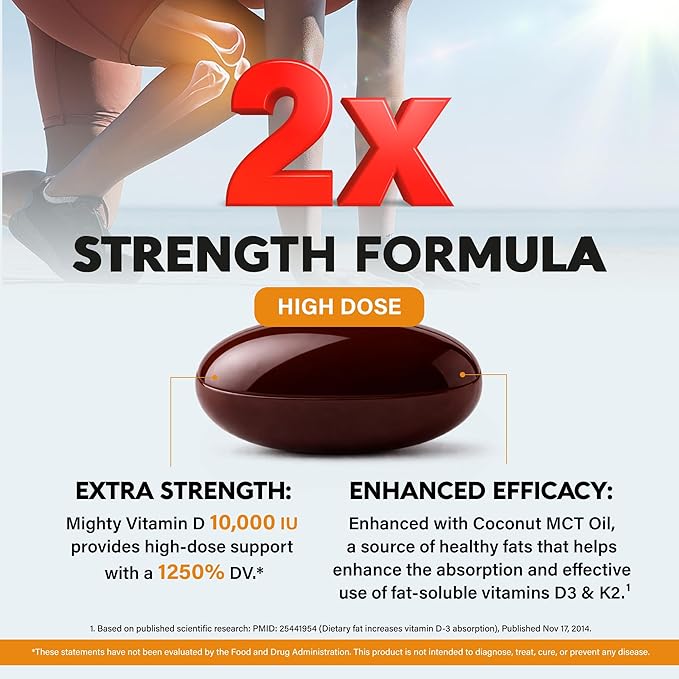 Vitamin D3 K2 - Vitamin D3 10000 iu & K2 120 mcg - Immune & Mood Support, for Bone & Teeth Health - with Zinc, Vitamin C & B12 - Highly Bioavailable - For Men & Women - Made in USA, 120 Softgels