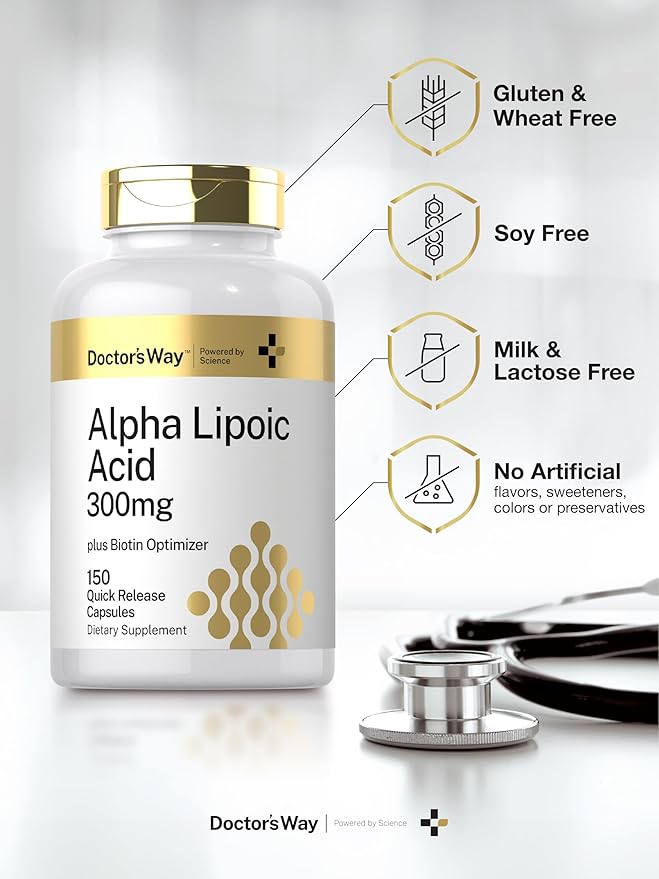 Doctor's Way Alpha Lipoic Acid 300mg | 150 Capsules | with Biotin Optimizer | ALA Supplement | Non-GMO, Gluten Free