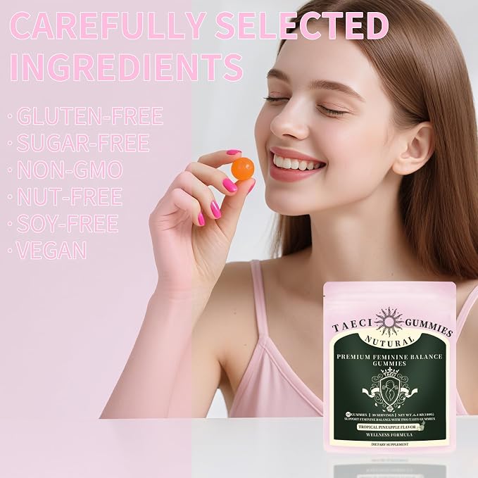 Pineapple Feminine Balance Gummies for Women – Probiotics for pH & Vaginal Health, Supports Odor & Flora Balance with Vitamin C – Vegan, Gluten-Free – 60 Gummies (30-Day Supply)