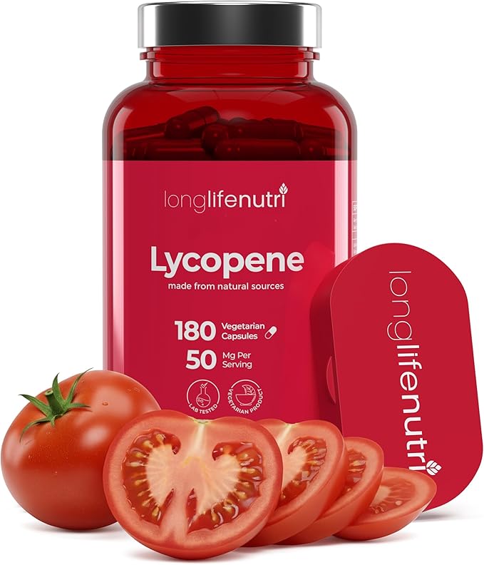 Lycopene 50mg 180 Vegetarian Capsules | Supplement Health | Natural Tomato Extract Non-GMO | Pure Powder