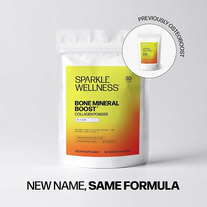 Sparkle Wellness FORTIBONE Bioactive Collagen Peptides | Collagen Powder Supplement with Nutra C Buffered Vitamin C for Bone Health | Bone Mineral Boost (No Flavor) [30 Serves] (Pack of 2)
