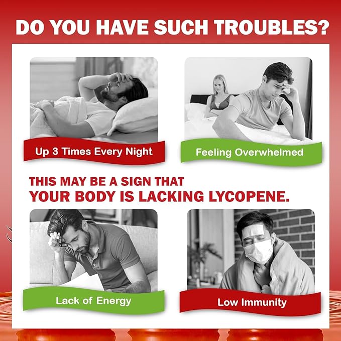 Lycopene Supplements for Men 50mg, Natural Tomato Antioxidant Supplement, 90 Veggie Capsules-Cardiovascular Health, Immune Support & Skin Health, 3 Month Supply