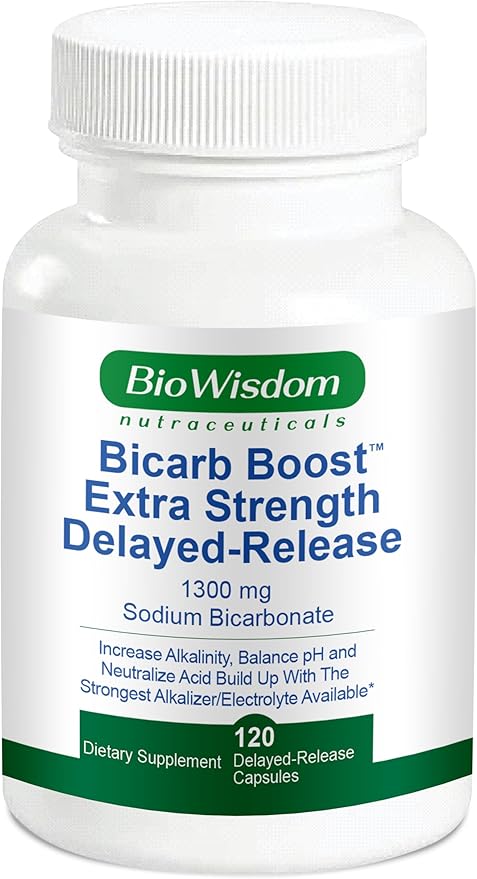 Bicarb Boost Sodium Bicarbonate Capsules Extra Strength 1300mg Organic Use Delayed-Release Sodium Bicarbonate Tablet, Kidney, Alkalinity, Health, Pure Baking Soda Tablet 120 Sodium Pills