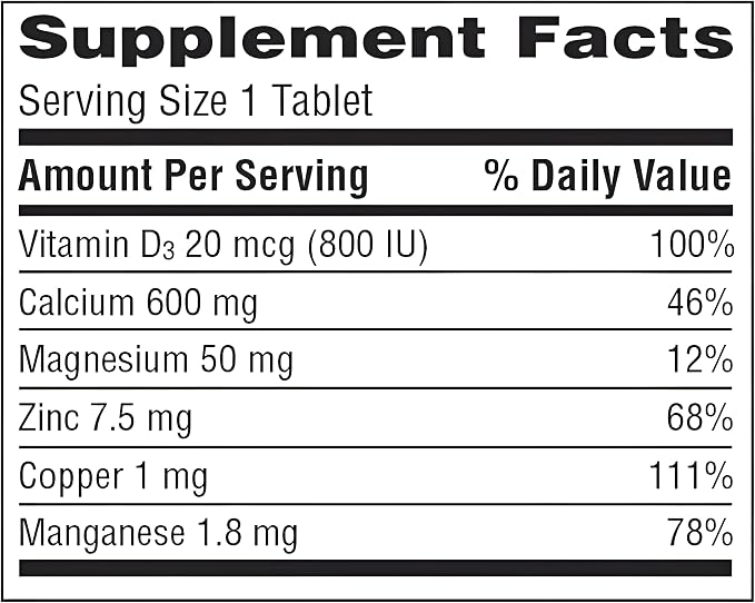 Caltrate 600+D3 Plus Minerals Calcium and Vitamin D Supplement Tablets, Bone Health and Mineral Supplement for Adults - 60 Count