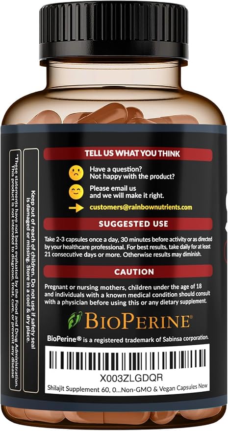 Pure Himalayan Shilajit Capsules Supplement (2,010mg + Absorption Enhancer+50% Fulvic Acid) Natural 30:1 Shilajit with 85+ Trace Minerals for Energy, Performance, Immune Support| Non GMO| 120 Pills