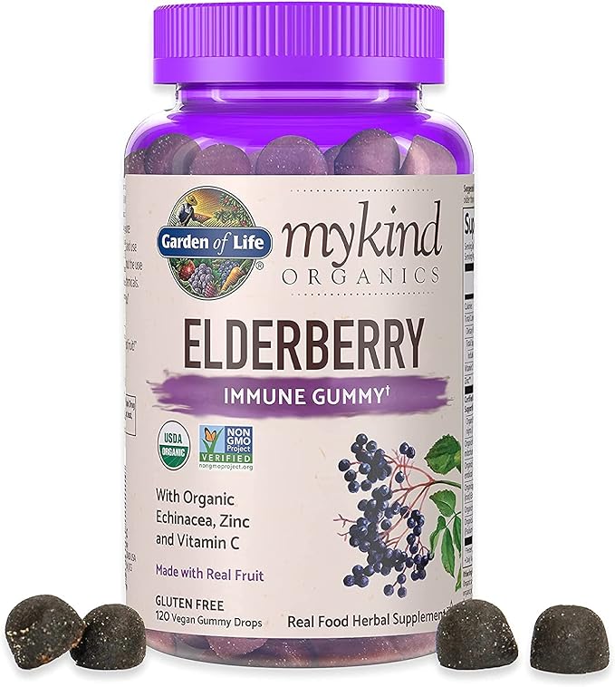 Garden of Life Organics Elderberry Gummies for Adults & Kids & Zinc Supplements 30mg High Potency Raw Zinc and Vitamin C Multimineral Supplement