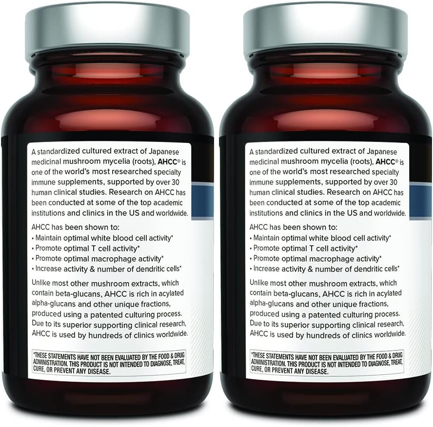 Quality of Life AHCC Kinoko Platinum 750 mg – Premium Immune Support Supplement - Pack of 2, 60 Count Bottles