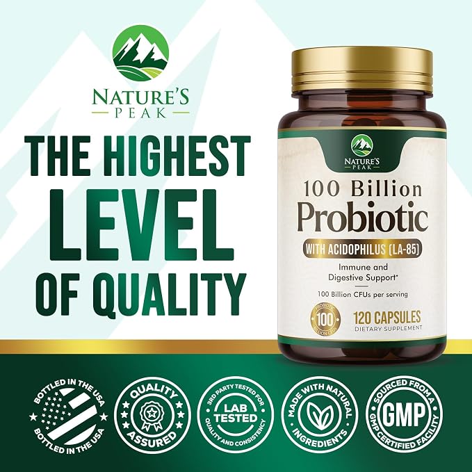 Probiotics 100 Billion CFU Per Serving - 16 Premium Probiotic Strains Prebiotics - Immune Support, Gut Health, Occasional Constipation, Gas & Bloating, Probiotics Supplement, USA Bottled, 120 Capsules