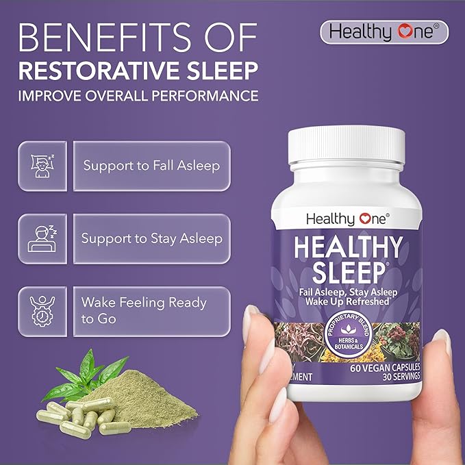 Healthy Sleep - 10 REM Inducing Ingredients - Supports All Stages of Deep Rest - Can't Sleep - Restless - Melatonin - Valerian - Chamomile - Theanine - GABA - Hops - Lemon Balm - 120 Count