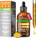 Vitamin D3 K2 Drops, D3 20000 IU & K2 as MK-7 400mcg with Magnesium, Calcium, Zinc & Omega 3 for Immune*, Mood*, Bone* Health, Orange Flavor Vitamin D Liquid Drops Supplement(1 Bottle)