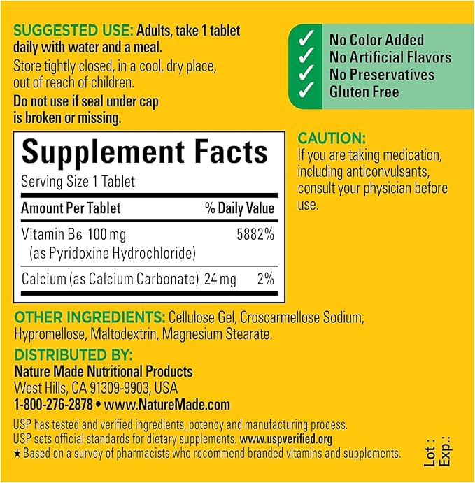 Nm Vitmn B6 100mg Tab Size 100ct