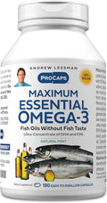ANDREW LESSMAN Maximum Essential Omega-3 Mint - 180 Softgels - Ultra-Pure, High Potency Omega-3 Oils. High DHA, No Stomach Upset, No Contaminants, No Mercury. Small Easy to Swallow Softgels