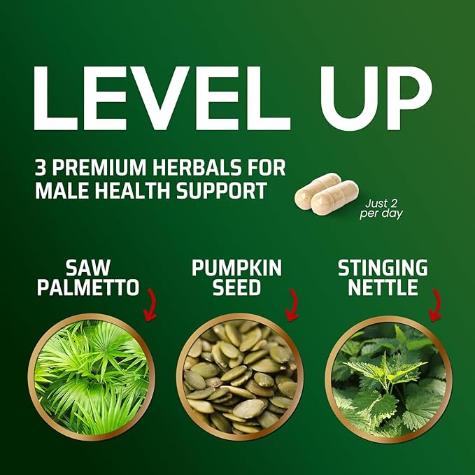 Saw Palmetto for Men - 3X Strength Prostate Health Supplements for Men's Health Support - with Stinging Nettle and Pumpkin Seed Extract - Prostate Urinary & Hair Health Support - 120 Capsules