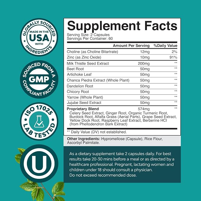 Natures Craft Liver Cleanse Detox & Repair 120 Capsules - Herbal Liver Support Milk Thistle Supplement - Silymarin Milk Thistle Supplements with Dandelion Root, Choline, Beetroot & Artichoke Extract