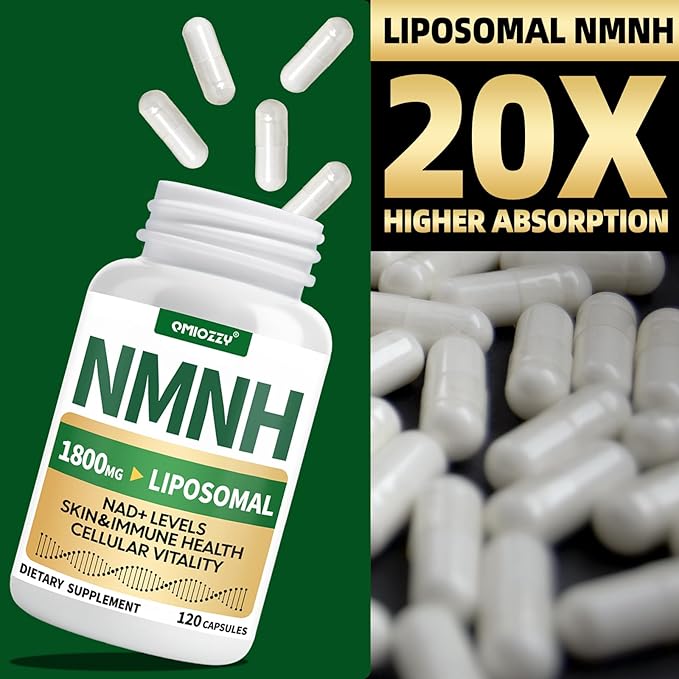 NMNH Supplement 1000mg - Nicotinamide Mononucleotide Alternative, Boost NAD+ with Liposomal Resveratrol & Nicotinamide Riboside NR, for Healthy Cellular, Aging, Energy, 120 Vegan Non-GMO Capsules