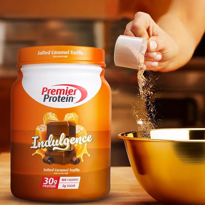 Premier Protein Powder Indulgence, Salted Caramel Truffle, 30g Protein, 160 Calories, 2g Sugar, Gluten Free (17 Servings)